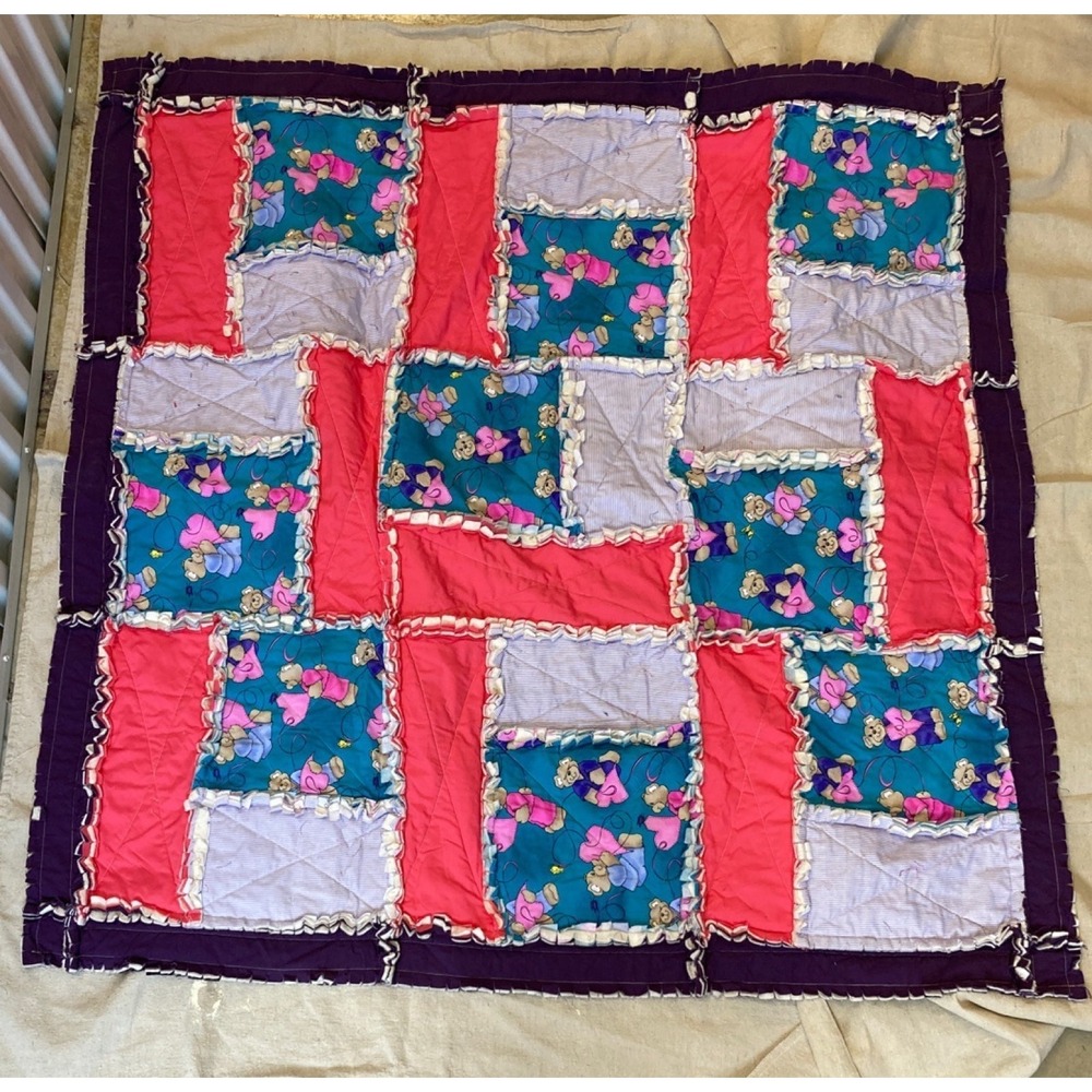 Vintage Handmade Child's Quilt with Bears